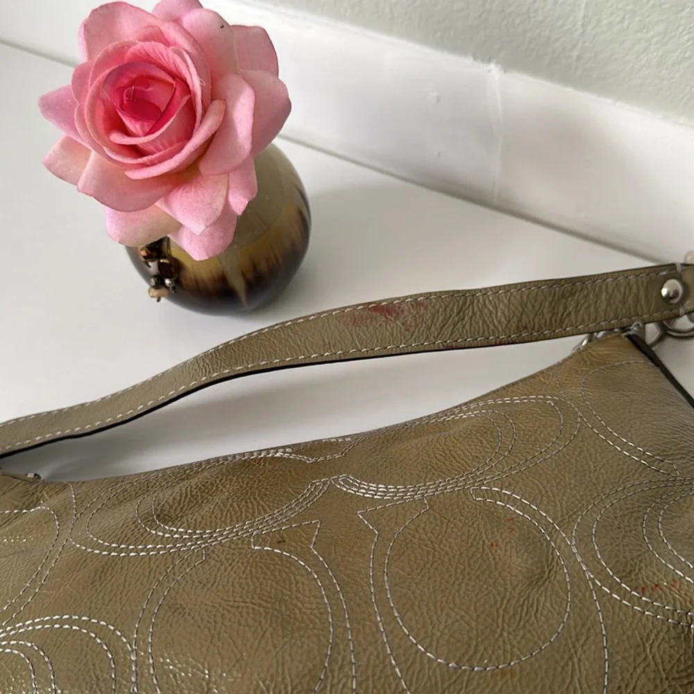 Coach Olive Green Leather Hobo Shoulder Bag